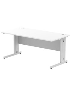 Dynamic Impulse 1600 x 800mm Straight Office Desk White Top Silver Cable Managed Leg I000480