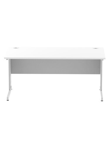 Dynamic Impulse 1600 x 800mm Straight Office Desk White Top Silver Cable Managed Leg I000480
