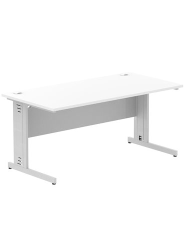Dynamic Impulse 1600 x 800mm Straight Office Desk White Top Silver Cable Managed Leg I000480
