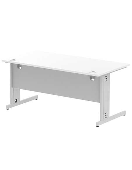Dynamic Impulse 1600 x 800mm Straight Office Desk White Top Silver Cable Managed Leg I000480 - pic 75413 | FastDaddyshop