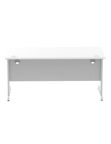Dynamic Impulse 1600 x 800mm Straight Office Desk White Top Silver Cable Managed Leg I000480