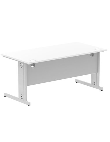 Dynamic Impulse 1600 x 800mm Straight Office Desk White Top Silver Cable Managed Leg I000480