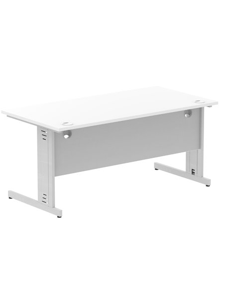 Dynamic Impulse 1600 x 800mm Straight Office Desk White Top Silver Cable Managed Leg I000480 - pic 75415 | FastDaddyshop