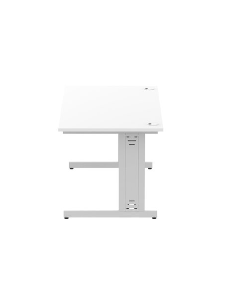 Dynamic Impulse 1600 x 800mm Straight Office Desk White Top Silver Cable Managed Leg I000480 - pic 75416 | FastDaddyshop