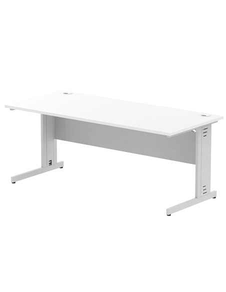 Dynamic Impulse 1800 x 800mm Straight Office Desk White Top Silver Cable Managed Leg I000481 - pic 75417 | FastDaddyshop