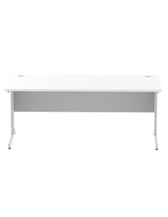Dynamic Impulse 1800 x 800mm Straight Office Desk White Top Silver Cable Managed Leg I000481 2
