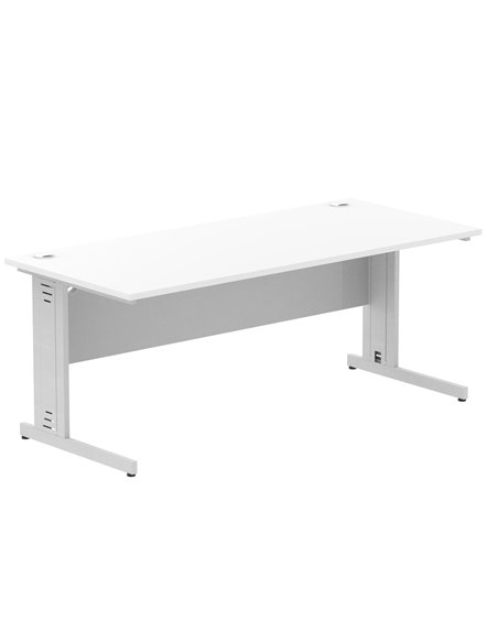 Dynamic Impulse 1800 x 800mm Straight Office Desk White Top Silver Cable Managed Leg I000481 - pic 75419 | FastDaddyshop