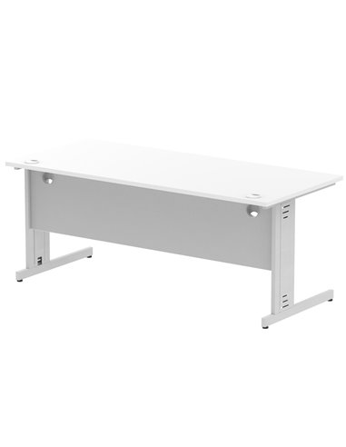 Dynamic Impulse 1800 x 800mm Straight Office Desk White Top Silver Cable Managed Leg I000481