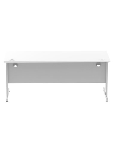 Dynamic Impulse 1800 x 800mm Straight Office Desk White Top Silver Cable Managed Leg I000481