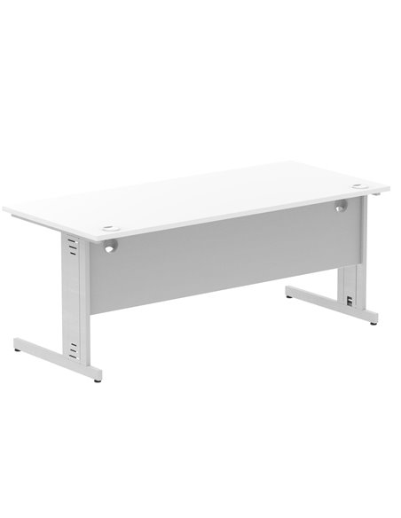Dynamic Impulse 1800 x 800mm Straight Office Desk White Top Silver Cable Managed Leg I000481 - pic 75423 | FastDaddyshop