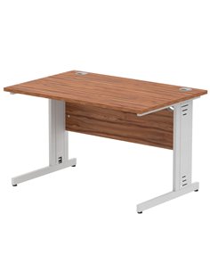 Dynamic Impulse 1200 x 800mm Straight Office Desk Walnut Top Silver Cable Managed Leg I000497