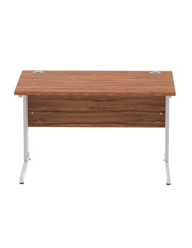 Dynamic Impulse 1200 x 800mm Straight Office Desk Walnut Top Silver Cable Managed Leg I000497
