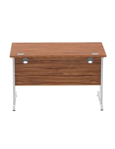 Dynamic Impulse 1200 x 800mm Straight Office Desk Walnut Top Silver Cable Managed Leg I000497