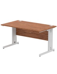 Dynamic Impulse 1400 x 800mm Straight Office Desk Walnut Top Silver Cable Managed Leg I000498