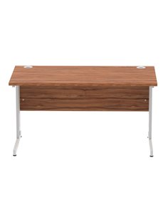 Dynamic Impulse 1400 x 800mm Straight Office Desk Walnut Top Silver Cable Managed Leg I000498 2