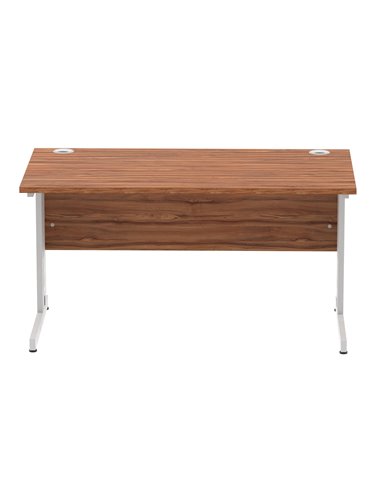 Dynamic Impulse 1400 x 800mm Straight Office Desk Walnut Top Silver Cable Managed Leg I000498