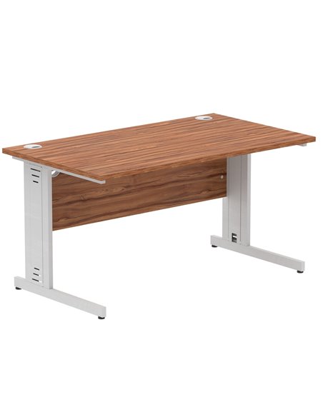 Dynamic Impulse 1400 x 800mm Straight Office Desk Walnut Top Silver Cable Managed Leg I000498 - pic 75435 | FastDaddyshop