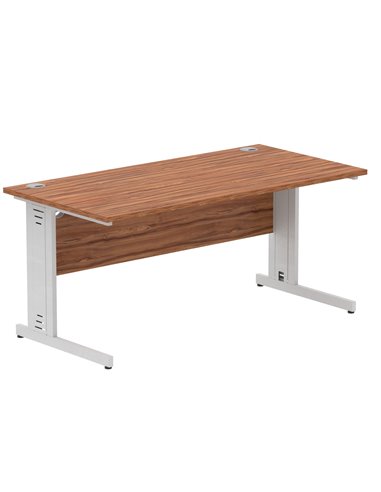 Dynamic Impulse 1600 x 800mm Straight Office Desk Walnut Top Silver Cable Managed Leg I000499