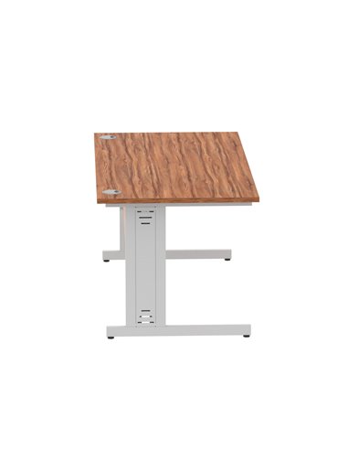 Dynamic Impulse 1600 x 800mm Straight Office Desk Walnut Top Silver Cable Managed Leg I000499