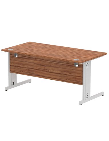 Dynamic Impulse 1600 x 800mm Straight Office Desk Walnut Top Silver Cable Managed Leg I000499