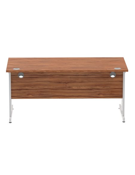Dynamic Impulse 1600 x 800mm Straight Office Desk Walnut Top Silver Cable Managed Leg I000499 - pic 75446 | FastDaddyshop
