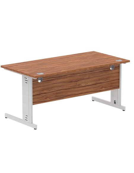 Dynamic Impulse 1600 x 800mm Straight Office Desk Walnut Top Silver Cable Managed Leg I000499 - pic 75447 | FastDaddyshop
