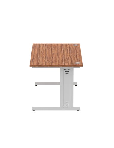 Dynamic Impulse 1600 x 800mm Straight Office Desk Walnut Top Silver Cable Managed Leg I000499