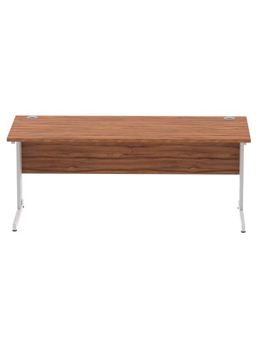 Dynamic Impulse 1800 x 800mm Straight Office Desk Walnut Top Silver Cable Managed Leg I000500