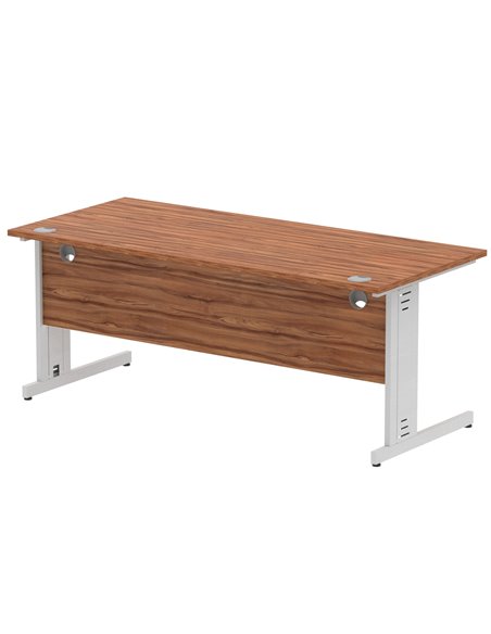 Dynamic Impulse 1800 x 800mm Straight Office Desk Walnut Top Silver Cable Managed Leg I000500 - pic 75453 | FastDaddyshop