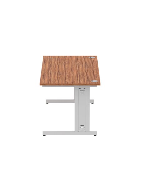 Dynamic Impulse 1800 x 800mm Straight Office Desk Walnut Top Silver Cable Managed Leg I000500 - pic 75456 | FastDaddyshop