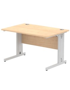 Dynamic Impulse 1200 x 800mm Straight Office Desk Maple Top Silver Cable Managed Leg I000516