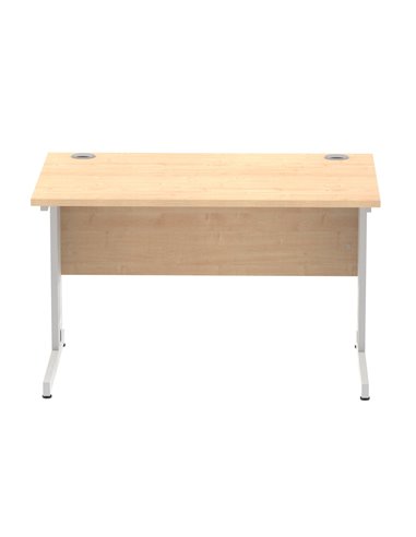 Dynamic Impulse 1200 x 800mm Straight Office Desk Maple Top Silver Cable Managed Leg I000516