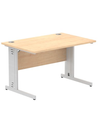 Dynamic Impulse 1200 x 800mm Straight Office Desk Maple Top Silver Cable Managed Leg I000516