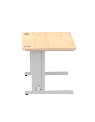 Dynamic Impulse 1200 x 800mm Straight Office Desk Maple Top Silver Cable Managed Leg I000516