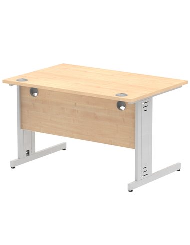 Dynamic Impulse 1200 x 800mm Straight Office Desk Maple Top Silver Cable Managed Leg I000516
