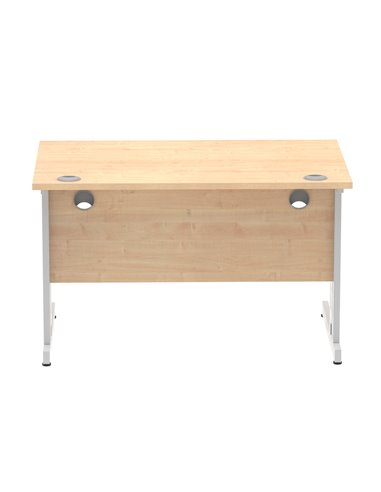 Dynamic Impulse 1200 x 800mm Straight Office Desk Maple Top Silver Cable Managed Leg I000516