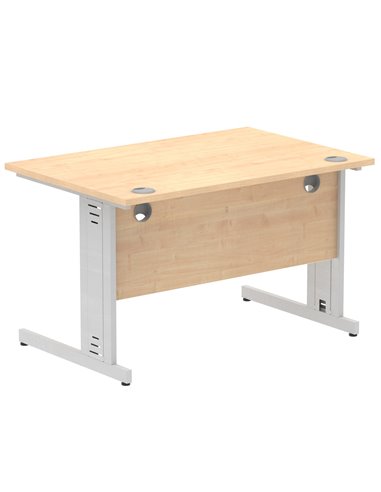 Dynamic Impulse 1200 x 800mm Straight Office Desk Maple Top Silver Cable Managed Leg I000516
