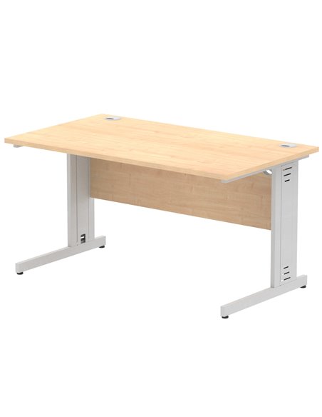 Dynamic Impulse 1400 x 800mm Straight Office Desk Maple Top Silver Cable Managed Leg I000517 - pic 75465 | FastDaddyshop