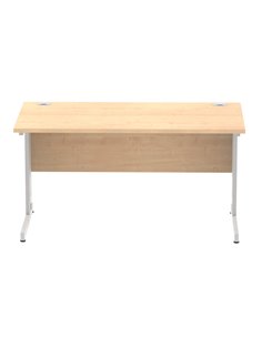 Dynamic Impulse 1400 x 800mm Straight Office Desk Maple Top Silver Cable Managed Leg I000517 2