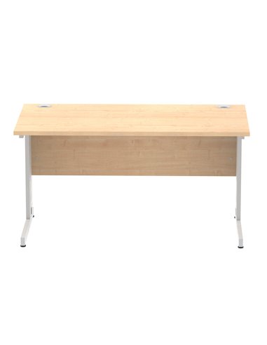 Dynamic Impulse 1400 x 800mm Straight Office Desk Maple Top Silver Cable Managed Leg I000517