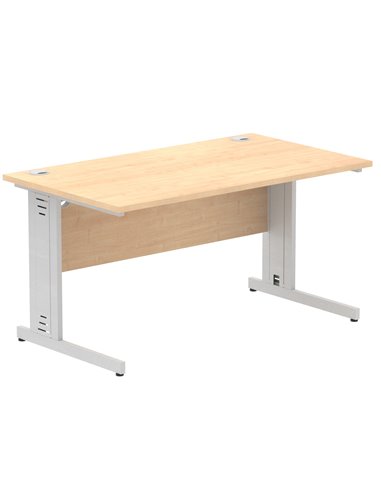 Dynamic Impulse 1400 x 800mm Straight Office Desk Maple Top Silver Cable Managed Leg I000517