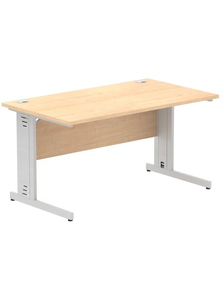 Dynamic Impulse 1400 x 800mm Straight Office Desk Maple Top Silver Cable Managed Leg I000517 - pic 75467 | FastDaddyshop
