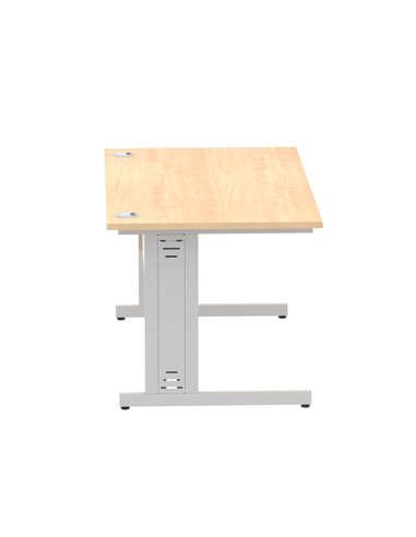 Dynamic Impulse 1400 x 800mm Straight Office Desk Maple Top Silver Cable Managed Leg I000517