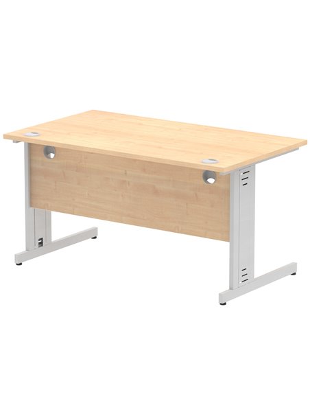 Dynamic Impulse 1400 x 800mm Straight Office Desk Maple Top Silver Cable Managed Leg I000517 - pic 75469 | FastDaddyshop
