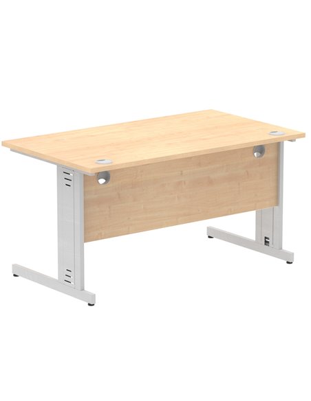 Dynamic Impulse 1400 x 800mm Straight Office Desk Maple Top Silver Cable Managed Leg I000517 - pic 75471 | FastDaddyshop