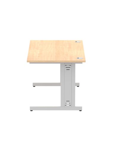 Dynamic Impulse 1400 x 800mm Straight Office Desk Maple Top Silver Cable Managed Leg I000517