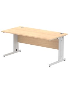 Dynamic Impulse 1600 x 800mm Straight Office Desk Maple Top Silver Cable Managed Leg I000518