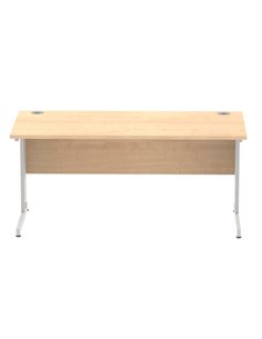 Dynamic Impulse 1600 x 800mm Straight Office Desk Maple Top Silver Cable Managed Leg I000518 2