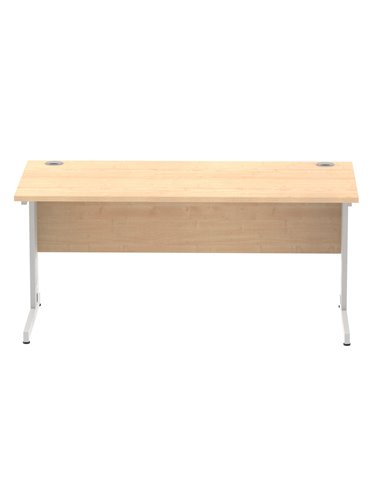 Dynamic Impulse 1600 x 800mm Straight Office Desk Maple Top Silver Cable Managed Leg I000518