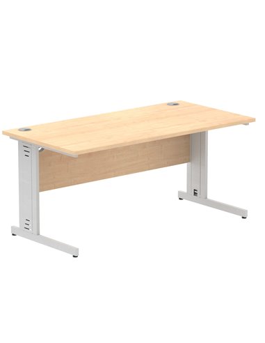 Dynamic Impulse 1600 x 800mm Straight Office Desk Maple Top Silver Cable Managed Leg I000518